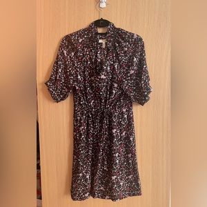 NWT Rebecca Taylor silk dress, elbow length sleeves, fabric tie at waist size 2